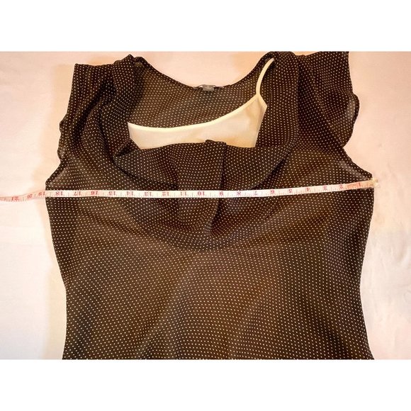 ATP 9 Women Polka Dots Blouse Top Big Cowl Neck Built-in Bra Brown Size Medium - Picture 4 of 7
